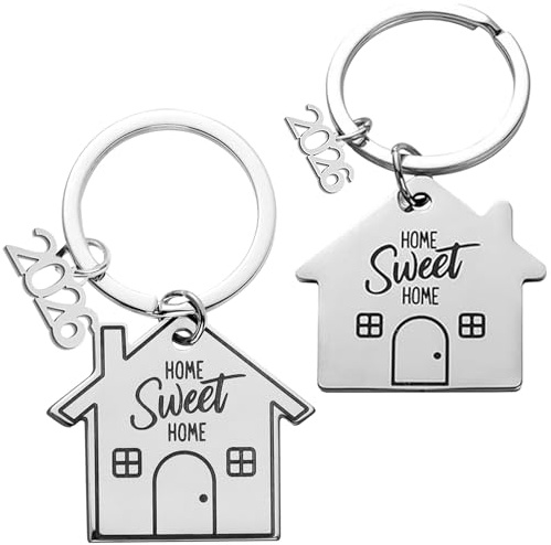 2 Porte-clés pour Nouvelle Maison, Nouvelle Maison Nouvelles Aventures | Cadeau de Pendaison de Crémaillère Décoration Bijoux Porte-clés, Idée Cadeau Crémaillère, Anniversaire pour Homme et Femm