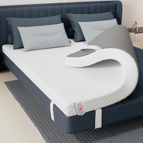Surmatelas en Mousse à mémoire de Forme, épaisseur 7 cm, avec Housse zippée Lavable, pour soulager Les maux de Dos, Soutien Ergonomique (120X190CM)