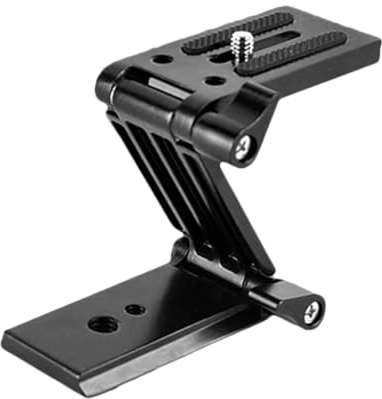 BESPORTBLE Z-Shaped Quick Fold Tilt Head Tripod Bracket with Quick Release Plate for DSLR Camera Monopod and Slider Rail, Portable Black Desktop Mounting Rig