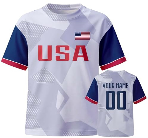 Generico Maglia Festa di Calcio 2026 Italia Maglietta Sportiva Personalizzata con Nome USA per i Tifosi (Blue, XL)