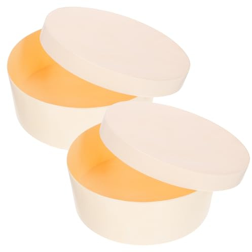 KJHBV Caja de Madera Redonda Pequeña para DIY Pintura y Almacenamiento, 2 Piezas, Color Blanco, Adecuado para Manualidades y Organización en Fiestas