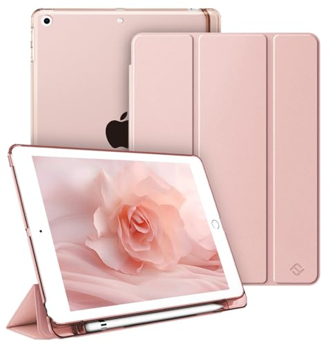 Fintie Hülle für iPad 6. Generation/ 5. Generation (2018/2017, 9.7 Zoll) | Ultradünne Superleicht Schutzhülle mit Stifthalter, Transparenter Rückseite Abdeckung, Auto Schlaf/Wach, Roségold