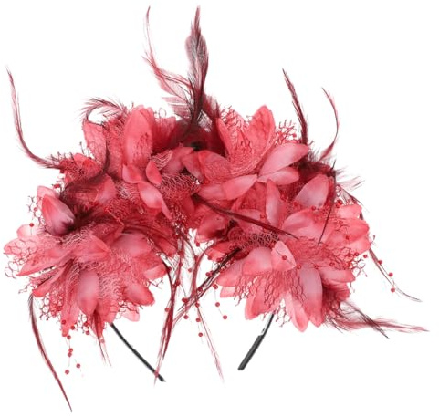 minkissy Halloween Kostüm Stirnbänder Feder Schädel Tag Der Toten Kopfbedeckung Mexikanische Krone Dia de Los Muertos Rose Kopfbedeckung Haarreifen für Halloween Cosplay Karnevalsstirnband