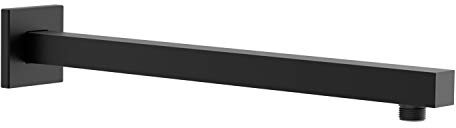 Rainsworth Brazo de Ducha de Pared para Cabezal Cuadrado 400MM, Acero Inoxidable, Negro, 16 pulgadas