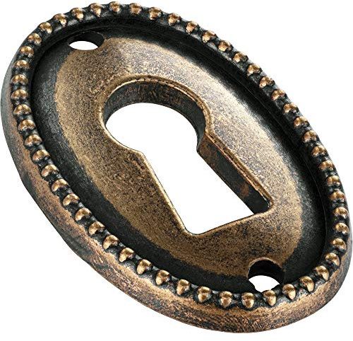 Gedotec Schlüsselschild Antik | Schlüssel-Rosette mit Euro-Sperre | SALZBURG | Schloss-Rosetten - Abdeckung für Schlösser | 5 Stück - Schlüsselbuchsen für Möbel-Schränke inkl. Befestigungsmaterial