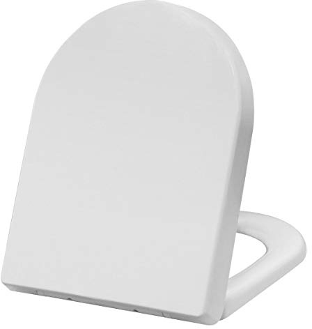 Abattant de WC avec système d'abaissement automatique SoftClose, fermeture rapide pour un nettoyage facile, couvercle antibactérien en en Duroplast facile à monter en forme de D Blanc