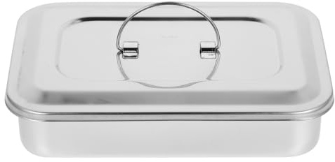iplusmile Plateau De INOX 304 avec Couvercle 9.6X6.5X2 Pouces Réutilisable pour Instruments Chirurgicaux Dentaires Et Laboratoire Médical