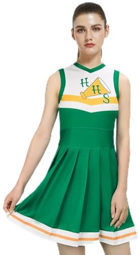 Funhoo Frauen Mädchen Cheerleader Kostüm Grün Kleid Rock Cheerleading Tanzen Uniform Halloween Cosplay Sport Outfit Staffel 4 für Kinder Erwachsene (XL, Erwachsene)