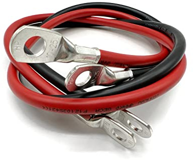 eXODA Batteriekabel Set 25 mm² 1m mit M10 Kabelschuhen rot schwarz flexibel robust für Auto Boot Motorrad geeignet hohe Materialqualität bis 2016 Watt