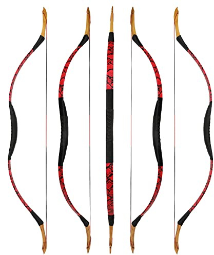 wolfman Traditionelles Bogen Recurvebogen Langbogen Sportbogen Bogenschießen Jagdbogen handgefertigter Holzbogen asiatischer mongolischer Bogen für Erwachsene Teenager Linke rechte Hand(Q, 30Lbs)