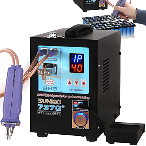 CUZONE Soudeuse par Points de Batterie 737G+, Machine de soudage par impulsions pour Batterie au Lithium 18650 14500, Fonctionne avec des Bandes de Nickel 0,35 mm, 220 V