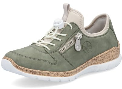 Rieker Femme Baskets N42G0, Dame Baskets Basses,Semelle intérieure Amovible,Chaussures de Rue,Loisirs,Sport,Vert (grün / 52),38 EU / 5 UK