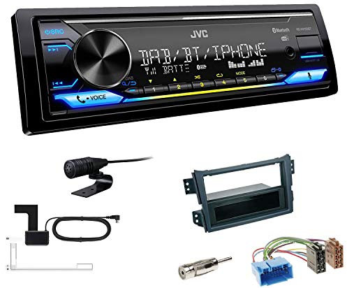 JVC KD-X472DBT 1-DIN Autoradio Bluetooth USB inkl DAB Antenne Einbauset passend für Suzuki Splash 2008-2014 schwarz