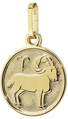 NKlaus Kettenanhänger Widder Sternzeichen 375 Gelb Gold 9 Karat 12mm Zodiak Horoskop 13342