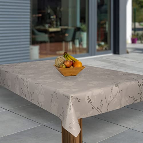 laro Wachstuch-Tischdecke Abwaschbar Garten-Tischdecke Wachstischdecke PVC Plastik-Tischdecken Eckig Meterware Wasserabweisend Abwischbar AP, Muster:Blumen Weiß Grau, Größe:130x220