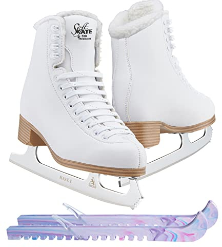 Jackson Classic JC380 Schlittschuhe mit Fleecefutter – Damen 9 – Bündel mit Schlittschuhschoner