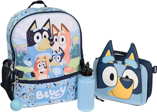 AI ACCESSORY INNOVATIONS Bluey 4 Piece Backpack Set for Pre School Girls & Boys, Kids 16 School Bag