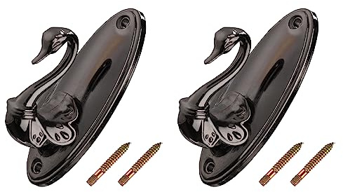 METALLIXITY Ganchos para Cortinas (84mm/3.3) 2Pcs, Soporte para Cortinas De Aleación De Zinc con Borlas Montado En La Pared - para Cortinas Y Drapería De Hogar, Negro