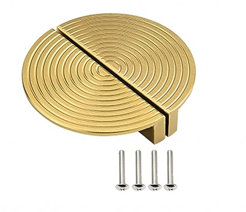 YQOLG87 Tiradores de cajón de medio círculo, manija dorada para gabinete de cocina con tornillo, pomos de puerta de armario semicírculo, tiradores modernos de aleación de aluminio para armario, 2