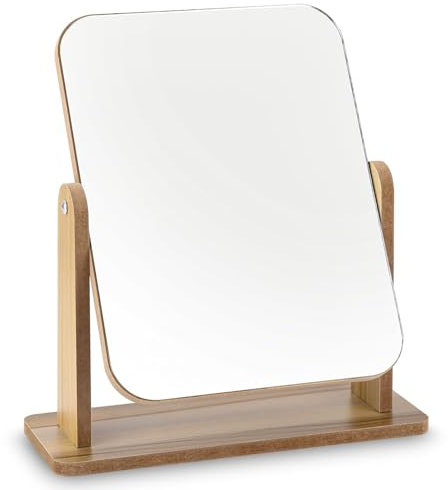 Specchio Da Tavolo in Legno Piccolo Specchio Indipendente 25 X 22CM Specchio Da Tavolo 360 Gradi Specchio Alto Con Supporto Rimovibile Per Camera Da Letto, Bagno, Ufficio