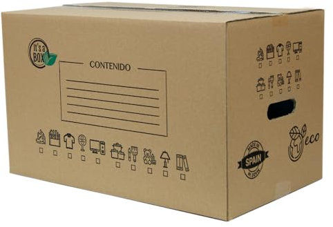 CHELY INTERMARKET | Pack de 10 cajas ecologicas reciclables y biodegradables | Ideales para mudanza 43x30x25cm para almacenamiento con Canal Simple reforzada