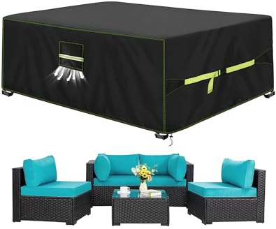 VDISRR Abdeckung Gartenmöbel Winterfest, 420D Oxford Abdeckplane Gartenmöbel 270x180x89cm, Abdeckhaube Tischabdeckung mit Belüftungsöffnungen Wasserdicht, UV-beständig für Gartentisch Sitzgruppe