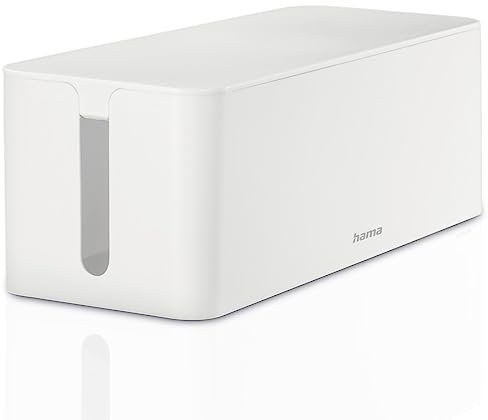 Hama Cable Box Maxi (Cable Box for Power Strip, Easy Cable Management, for Office, Desk, Home, Storage of Chargers, Hard Drives etc., with Rubber Feet) White