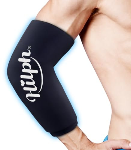 Hilph Elbow Ice Pack Compression Sleeve for Injuries - Flexible Gel Cold Pack Brace for Hot & Cold Compress Therapy, Reusable Arm Ice Pack Wrap for Tennis Elbow, Knee Calf Elbow - M