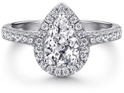 Molioaki Verlobungsring Damen Silber 925 Eheringe Simuliert Diamant Solitaire verlobungsringe mit 5.5 * 8.5 MM Birne Cut Zircon Ringe Frauen mit Geschenkbox Verlobung Hochzeit Geschenk