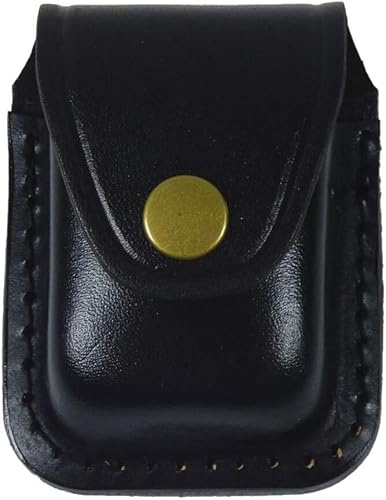 Leder-Gürteletui für Sturmfeuerzeug, Gürteltasche für Benzinfeuerzeug, schwarz mit Gürtelclip