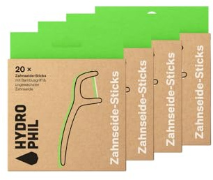 80 Stück – Hydrophil Bambus Zahnseide Sticks für Zahnreinigung Zwischenräume, vegan, ungewachst und für Erwachsene und Kinder geeignet, Zahnseide Stick, Zahnzwischenraumreiniger, Dental Floss