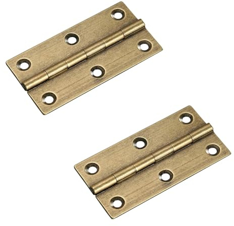 2 Pcs 3 Door Hinges Brass Folding Hinges for Gate Window Closet Drawer Boxes, Bronze