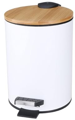 NOLLAM Pattumiera Pattumiera a Pedale con Coperchio Ribaltabile in bambù, Piccola pattumiera da 3 Litri, per Bagno, Cucina, Ufficio, Contenitore per rifiuti, Contenitore per rifiuti Cucina