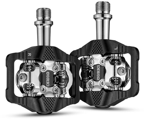 Corki Cycles MTB SPD Clipless Pedals Bike Dual Sided Pedals Compatible with Shimano SPD Cleats (L)