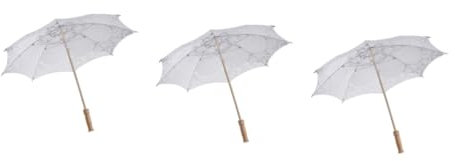 PACKOVE 3 Stück Handgefertigter Regenschirm Aus Baumwollspitze Im Lolita-stil Nicht Regenfest Für Fotografie Requisite Hochzeitsdekoration 60 Cm Durchmesser Weiß