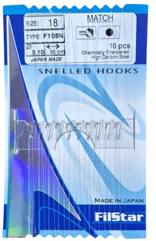 PRO FILSTAR Nickel Angelhaken Set mit Vorfach 10 STK N18, Mono Angelschnur | 50cm,DIA 0,10mm, Schleien & Weißfische Gebundene Haken - Fishing Hook - Vorfachschnur - Monofiler Vorfächer - Sport Set