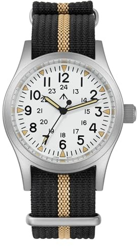 Militado ML05 VH31 - Orologio al quarzo da uomo, 38 mm, con vetro zaffiro bombato, super luminoso, stile retrò, impermeabile fino a 100 m