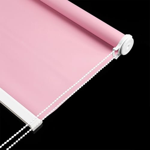 Rollo ohne Bohren, Verdunkelungsvorhang, wasserdicht, Thermostoff, Fensterrollo für Büro, Wohnzimmer, Sonnen- und UV-Schutz, Fensterrollo (Rosa, 1,25 x 2 m)