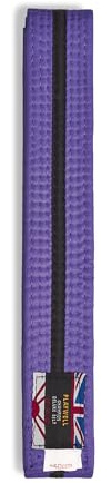 Playwell Martial Arts Baumwollgürtel mit schwarzen Streifen – (Karate, Judo Taekwondo), Violetter Gürtel mit schwarzen Streifen, 220cm