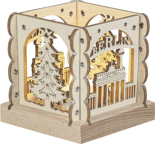 Rudolphs Schatzkiste Teelichthalter Laterne Berlin mit Teelicht Natur BxHxT 7x7x7cm NEU Teelichthalter Teelichtständer