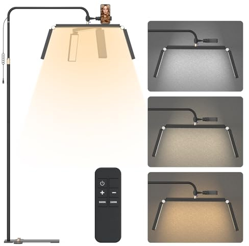 36inch Faltbar Halbmond-Lampe 3000-6000K Wimpern Licht für Wimpernverlängerungen mit Telefonhalter 10 Helligkeit einstellbar Beauty Light Floor Standing für Tattoo-Künstler, Nail Tech, Kosmetikerin