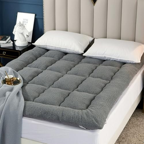 LIANTIAN Japanische Fleece-Bodenmatratze, Futon, weiche, Faltbare, tragbare Isomatte, Tatami-Matte in voller Größe, Liege-Gästebett, aufrollbare Matratze für Camping und Couch(Gray,200 * 220cm)