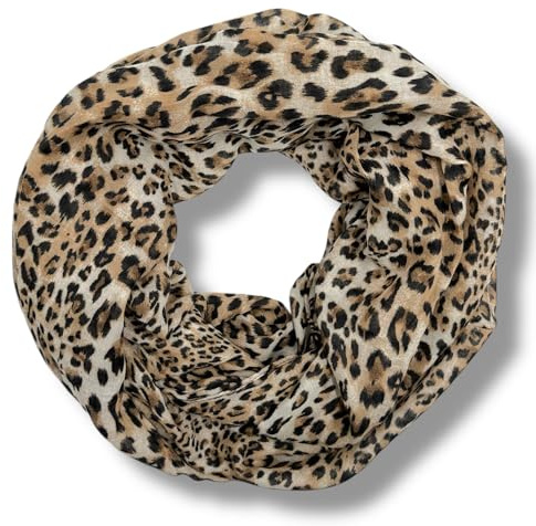 Ziona Loop halsduk damer leopardtryck halsduk vår leopardmönster duk sommar, Beige-brun, XXL