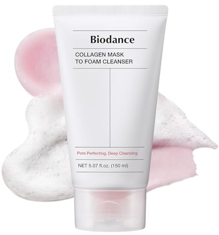 BIODANCE Collagen Mask To Foam, Limpiador Facial Coreano 2 en 1, Mascarilla para Poros y Limpiador Espumoso Hidratante, con Colágeno, para Mujer, 150 ml