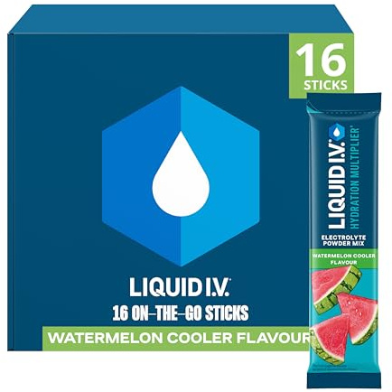 Liquid I.V. Electrolyte Sachets | Watermelon Cooler | Hydration Electrolyte Powder Mix | 1 Pack (16 Sticks) | 7 Vitamins and Minerals | Vegan