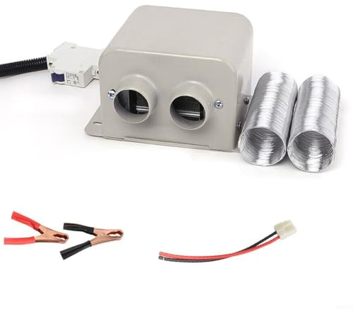 URPIZY KFZ Heizlüfter 12V 400W Windschutzscheiben Entfroster Auto Scheibenwärmer Defogger Mit Doppelöffnung Schnelle Erwärmung Metallgehäuse(24V 800W)