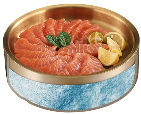 Serveur De Salade Froide - Bol En Acier Inoxydable Réfrigéré, Plat De Rangement De Rafraîchissement | Porte-plats À Pique-nique, Bol En Apéritif Divertissant En Plein Air, Récipient De Glace De Refroi