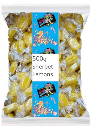 Krazy Kandi Sherbet Lemons 500g – Classic Fizzy Lemon Flavour Retro Sweets | Hard Boiled Candy with Sherbet Centre in Resealable Bag