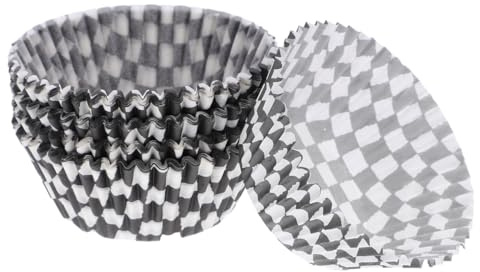 Zerodeko 100pcs Black and White Chequered Paper Baking Cups Cupcake Liners and Muffin Cups for Baking Party Decoration Heat Resistant Disposable Cupcake Cases
