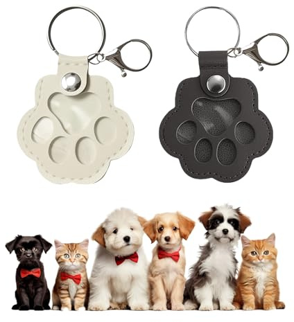 ePicsoa Schlüsselanhänger für Tierhaare, Schlüsselanhänger mit Druckknopf, Süßer Keychain mit Pfoten aus Leder, Anhänger zum Sammeln von Katzen und Hundehaaren, für Katzenliebhaber